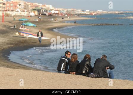 Uferpromenade von Ostia Lido, der Strand von Rom Stadt (Italien) Stockfoto