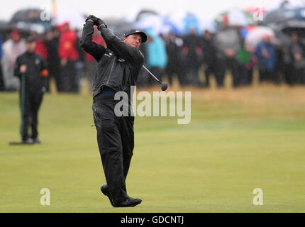 USAS Phil Mickelson tagsüber zwei von The Open Championship 2016 im Royal Troon Golf Club, South Ayrshire. Stockfoto