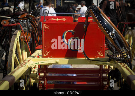 Eine Nahaufnahme von einem handbemalt Wagen in Appleby Horse Fair in Cumbria Stockfoto