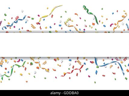 Feier-Hintergrund mit Konfetti und streamer Stock Vektor