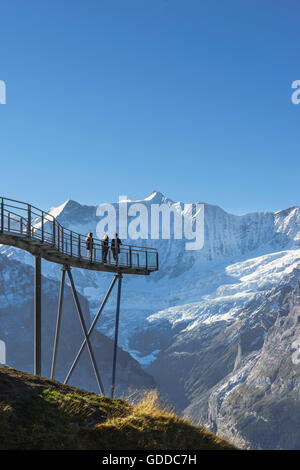 Summit Trail und Beobachtung Plattform mit dem Namen First Cliff Walk an der Spitze der First über Grindelwald, Berner Oberland, Sw Stockfoto