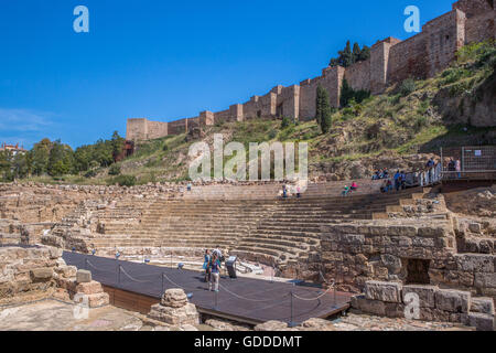 Spanien, Andalucia, Málaga, Ruinen des römischen Theaters, Stockfoto