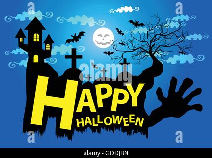 Happy Halloween cartoon Design Hintergrund Vector Illustration. Stock Vektor