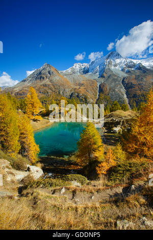 Lac Bleu, Grande Dent de Veisivi, Dent de Perroc, Wallis, Schweiz Stockfoto