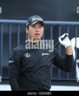 South Ayrshire, Schottland. 15. Juli 2016. Hideki Matsuyama (JPN) Golf: Hideki Matsuyama in Japan am 16. Loch in der zweiten Runde des 145. British Open Championship auf dem Old Course, Royal Troon Golf Club in South Ayrshire, Schottland. Bildnachweis: Koji Aoki/AFLO SPORT/Alamy Live-Nachrichten Stockfoto