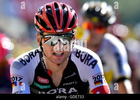 Frankreich. 16. Juli 2016. Montelimar, Villars Les Dombes Parc des Oiseaux, Frankreich.  VOSS Paul (GER) BORA-ARGON 18 abgebildet über die Ziellinie nach 14 Etappe der Tour de France 2016 eine 208,5 km langen Etappe zwischen Montélimar und Villars Les Dombes Parc des Oiseaux Credit: Action Plus Sport Bilder/Alamy Live News Stockfoto