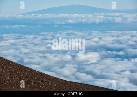 USA, Vereinigte Staaten, Amerika, Hawaii, Maui, Haleakala National Park, Blick Richtung Mauna Loa und Big Island Stockfoto