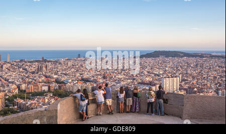 Spanien, Katalonien, Barcelona City, Sonnenuntergang panorama Stockfoto