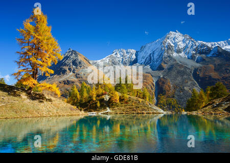 Lac Bleu, Grande Dent de Veisivi, Dent de Perroc, Wallis, Schweiz Stockfoto