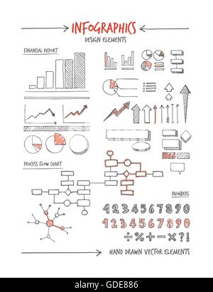 Infografik-Design-Elemente und Konzepte hand gezeichnete Skizze Stock Vektor