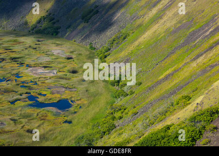 Südamerika, Chile, Osterinsel, Isla de Pasqua, Südpazifik, UNESCO, Welterbe, Rano Kau Krater Stockfoto