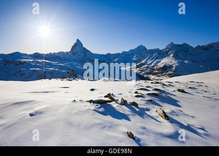 Matterhorn - 4478 ms, Zermatt, Wallis, Schweiz Stockfoto