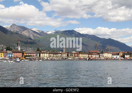 Schweiz, Europa, Ticino, Lago Maggiore, See, Berge, Ascona Stockfoto