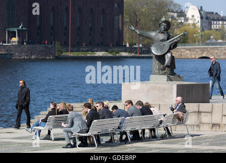 Stockholm, Schweden, 4. Mai 2016. Der Evert Taube Terrasse ist ein Ort im Westen riddarholmen in Stockholm. Stockfoto