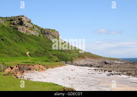 Spaziergang entlang der Küste zwischen Oxwich und Port Eynon Gower Halbinsel Wales Stockfoto