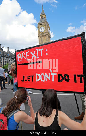 "Marsch für Europa" banner bleiben Wähler "Nur Don't Do It" Demo Parlament Square In London UK 2. Juli 2016 KATHY DEWITT Stockfoto