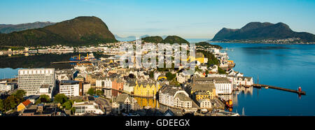 Aussicht auf Alesund vom Fjellstua, Mt. Aksla Berggipfel, Alesund, Norwegen, mehr Og Romsdal, Skandinavien, Europäische Stockfoto