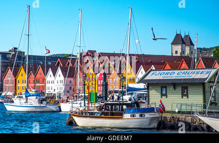 Alte hölzerne Lager in Bergen Hafen A wurde World Heritage Site, Bergen, Norwegen, Hoardaland, Skandinavien Stockfoto