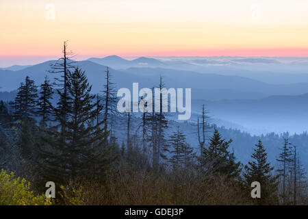 Great Smoky Mountain bei Sonnenuntergang, Bryson City, North Carolina, USA Stockfoto