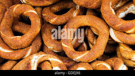 Nahaufnahme von türkischen bagels Stockfoto
