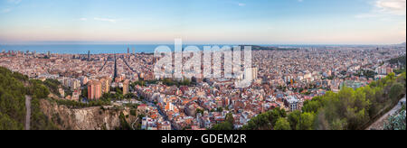 Spanien, Katalonien, Barcelona City, Sonnenuntergang panorama Stockfoto