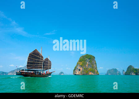 Junk-Mail im Phang-Nga Bay Nationalpark, Phuket, Thailand / Phangnga Stockfoto