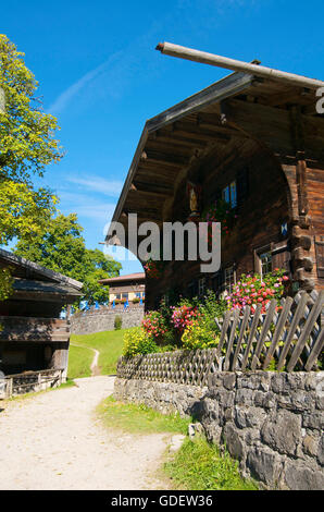 Traditionelles Bauernhaus in Gerstruben in der Nähe von Oberstdorf, Allgäu, Bayern, Deutschland Stockfoto