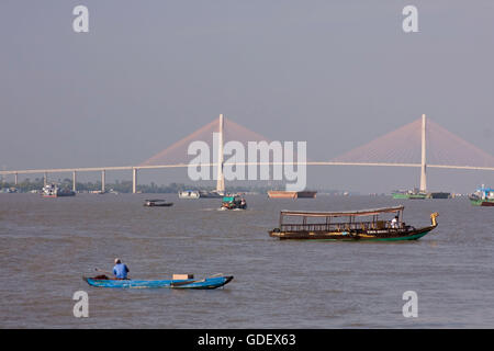 CAU Rach Mieu Brücke, Mekong, in der Nähe von My Tho, Mekong-Delta, Vietnam Stockfoto