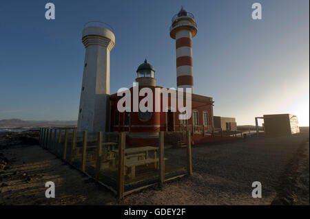 Fuerteventura, Kanarische Inseln, Spanien, El Cotillo, Leuchtturm Faro de El Toston, Museo De La Pesca Tradicional Stockfoto