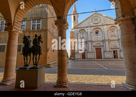Europa, Italien, Toskana, Pienza, Dom, Kirche, Dom, Val d ' Orcia, September 2013, UNESCO, Stockfoto