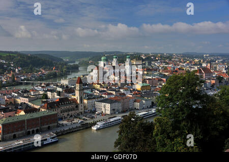 Donau, Rathaus, Dom, St. Pauls Kirche, Passau, Bayern, Deutschland Stockfoto