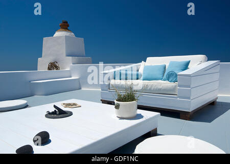 Hotel in Imerovigli, Santorin, Kykladen, Griechenland Stockfoto