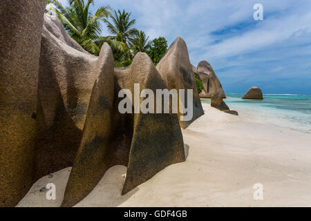 Strand Anse Source d ' Argent, La Digue, Seychellen Stockfoto