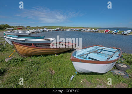 Loch Harray Orkney Inseln Süßwasser Forelle Angelboote/Fischerboote zum lokalen Angler Club.  SCO 10.727. Stockfoto