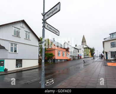 bunte Haus, Frakkastigur Street, Reykjavik, Island Stockfoto