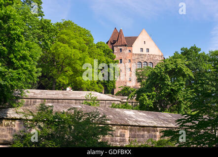 Kaiserburg und große Bastion, Nürnberg, Mittelfranken, Franken, Bayern, Deutschland Stockfoto