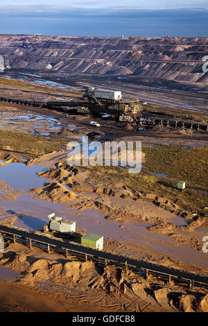 Bergbau-Gebiet Garzweiler II, Bergbau, Braunkohle, Garzweiler, Jüchen, Rheinische Braunkohle-Abbaugebiet, North Rhine-Westphalia, Deutschland Stockfoto