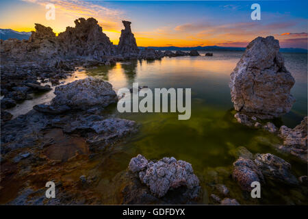 Dawn Licht reflektiert in ruhigen Gewässern des Mono Lake Stockfoto