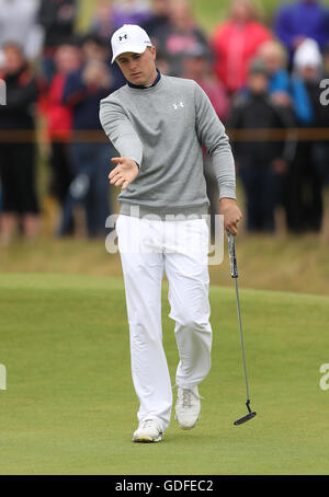 USAS Jordan Spieth tagsüber drei von The Open Championship 2016 im Royal Troon Golf Club, South Ayrshire. Stockfoto