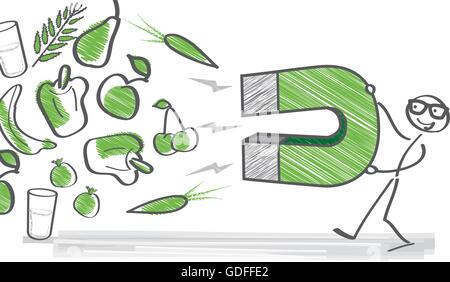 stick figure preferably healthy foods Stock Vektor