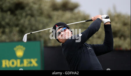 USAS Zach Johnson abschlägt 1. Tag drei der The Open Championship 2016 im Royal Troon Golf Club, South Ayrshire. Stockfoto