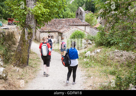 Bulnes, Dorf, in den Berg Macizo Central Region, in Asturien. Wandern in Picos de Europa, Europa National Park, Nordirland, Spanien, Stockfoto