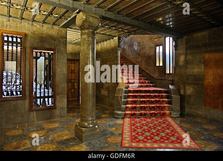 Innenansicht des Palau Güell (Architekt Antoni Gaudi), Raval, Barcelona, Katalonien, Spanien. Stockfoto