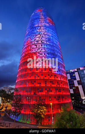 Torre Agbar (Architekt Jean Nouvel), Barcelona, Katalonien, Spanien. Stockfoto