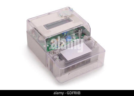 Zwei-Tarif-Stromzähler mit Beschneidungspfad Stockfoto