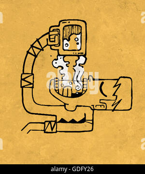 Handgezeichnete Illustrationen oder Zeichnung eines Mannes trinken aus einem Glas Bier und weißer Schaum Stockfoto