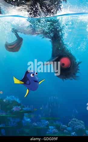 Erscheinungsdatum: 17. Juni 2016 Titel: Suche nach Dory STUDIO: Pixar Animation DIRECTOR: Andrew Stanton, Angus MacLane PLOT: freundlich aber vergesslich blue Tang Fisch vereint mit ihren lieben und jeder lernt ein paar Dinge über die wahre Bedeutung der Familie auf dem Weg. Darsteller: Ellen DeGeneres, Albert Brooks, Ed O'Neill (Credit: C Pixar/Unterhaltung Bilder /) Stockfoto