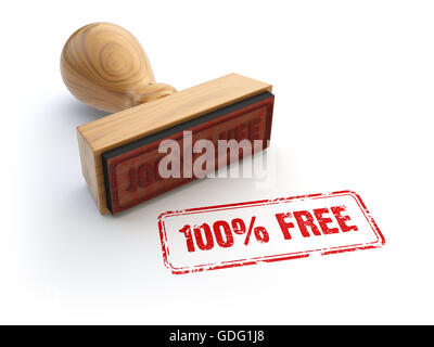 Stempeln Sie 100 % kostenlos isoliert auf weiss. 3D illustration Stockfoto