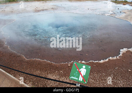 Island, Europa Nord: Ein heißer Frühling in der Geysir, Heimat der Geysire, regelmäßig heiße Quellen, die in den Südwesten der Insel Stockfoto