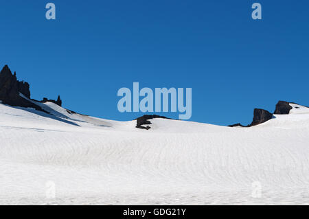 Island: Schnee auf dem Gipfel Skaftafellsjökull, Skaftafell Gletscher, einem Ausläufer des Vatnajökull-Eiskappe Stockfoto